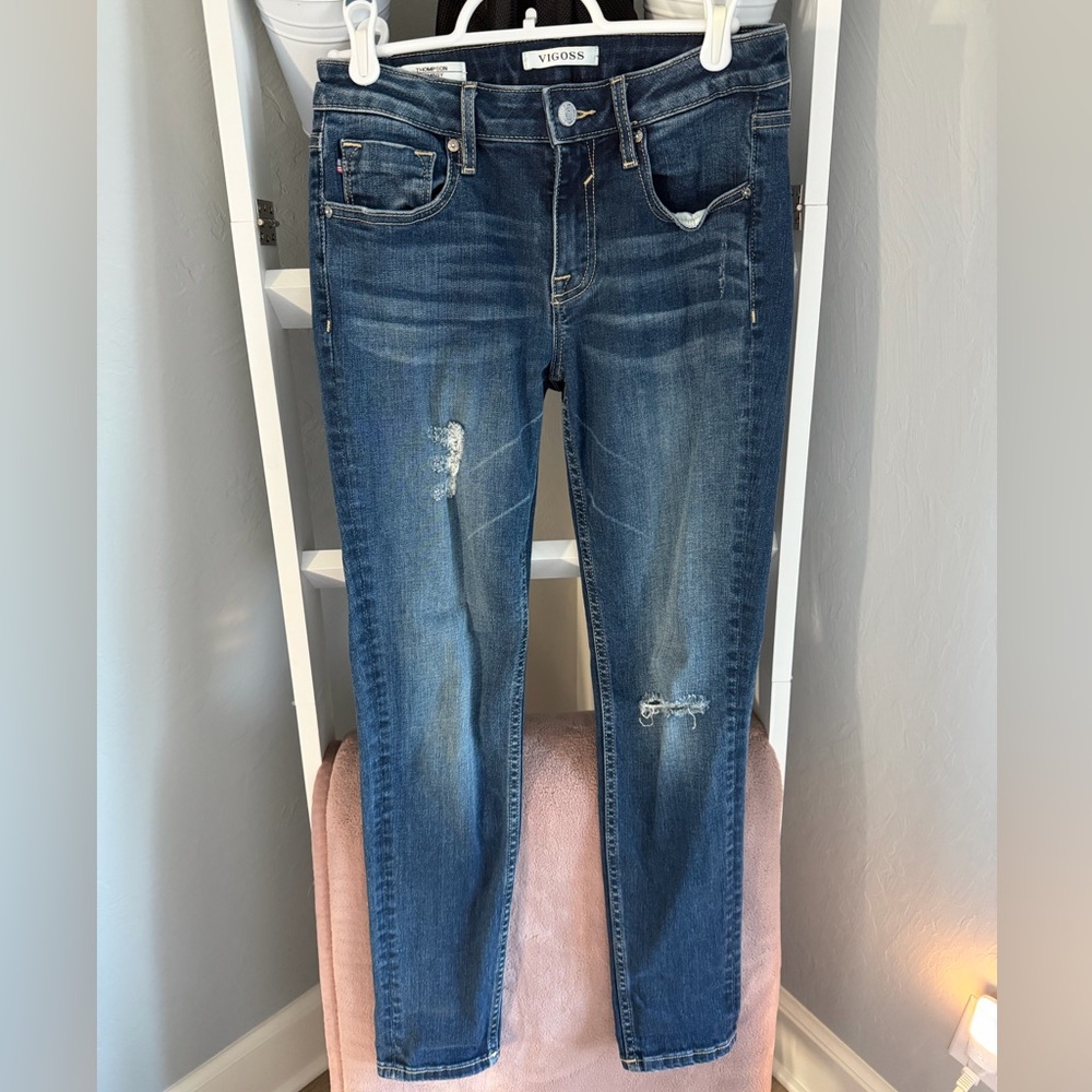 Vigoss Women's Dark Blue Straight Leg Skinny Jeans